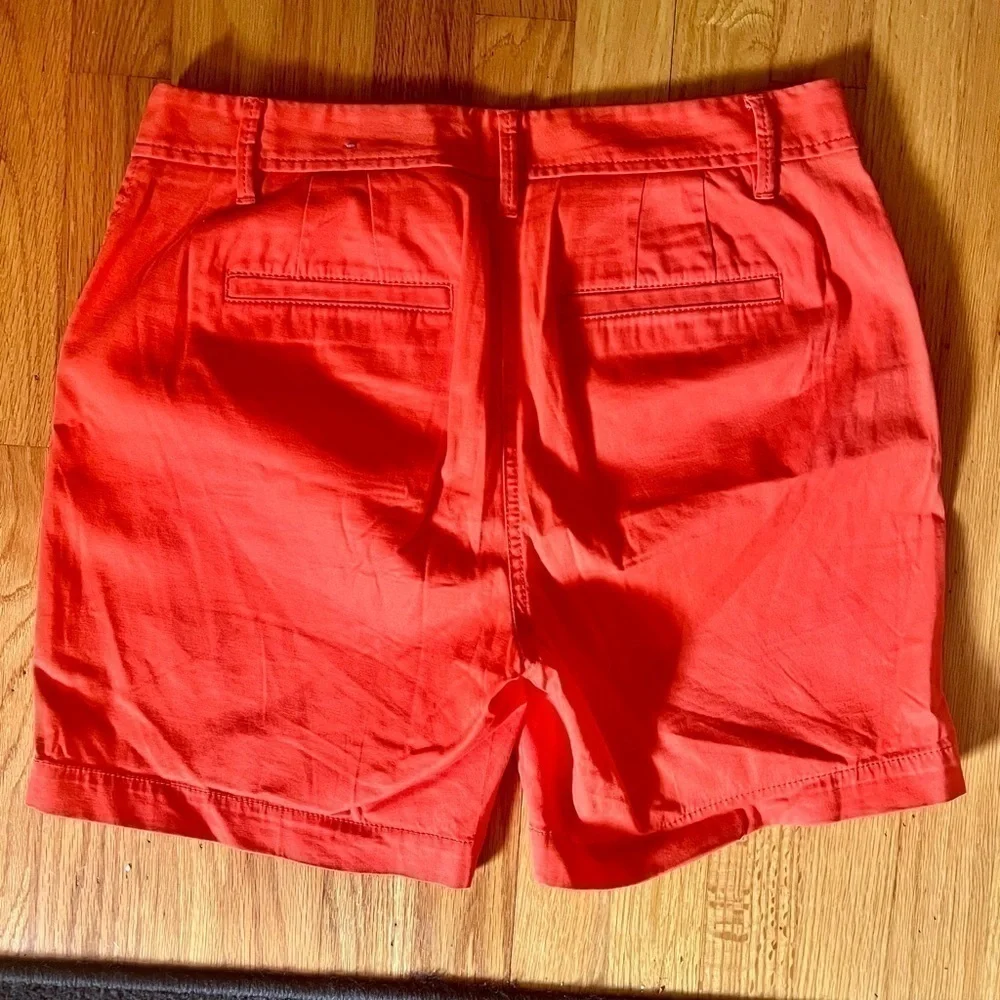 TALBOTS Relaxed Bermuda Shorts Coral Orange Chino Cotton Stretch Mid Rise 4